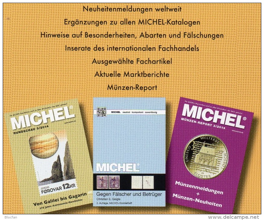 MICHEL Briefmarken Rundschau 10/2014 sowie 10/2014 plus neu 11€ new stamp of the world catalogue and magacine of Germany