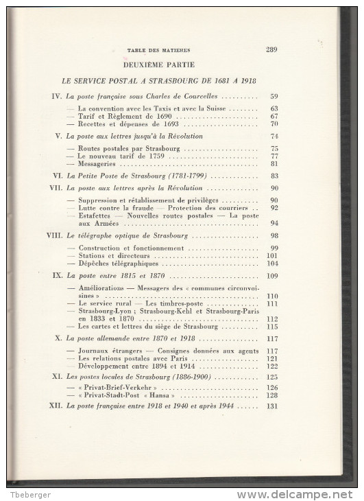 Gachot; Histoire De La Poste Aux Lettres A Strasbourg , Periode 1600-1870, 1964; Alsace Elsass - Philatélie Et Histoire Postale
