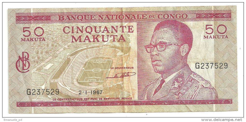 Congo 50 Makuta 1967 - Democratic Republic Of The Congo & Zaire