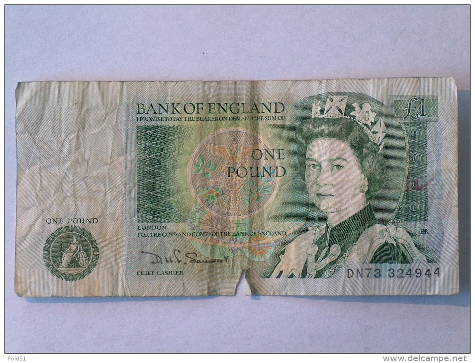 GRANDE BRETAGNE BANK OF ENGLAND (£1) ONE POUND NOTE Signed By DHF Somerset (Cashier 1980-1988) - 1 Pound