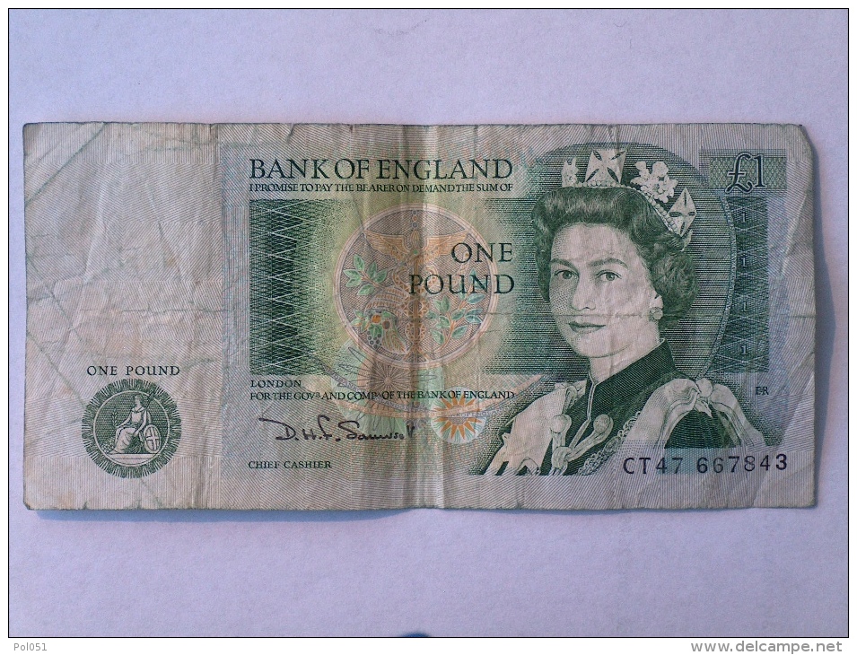 GRANDE BRETAGNE BANK OF ENGLAND (£1) ONE POUND NOTE Signed By DHF Somerset (Cashier 1980-1988) - 1 Pound