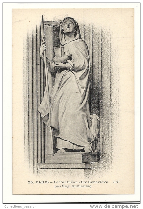 Cp, Sculptures, Le Panthéon (PAris) - Ste Geneviève - Par E. Guillaume - Sculptures