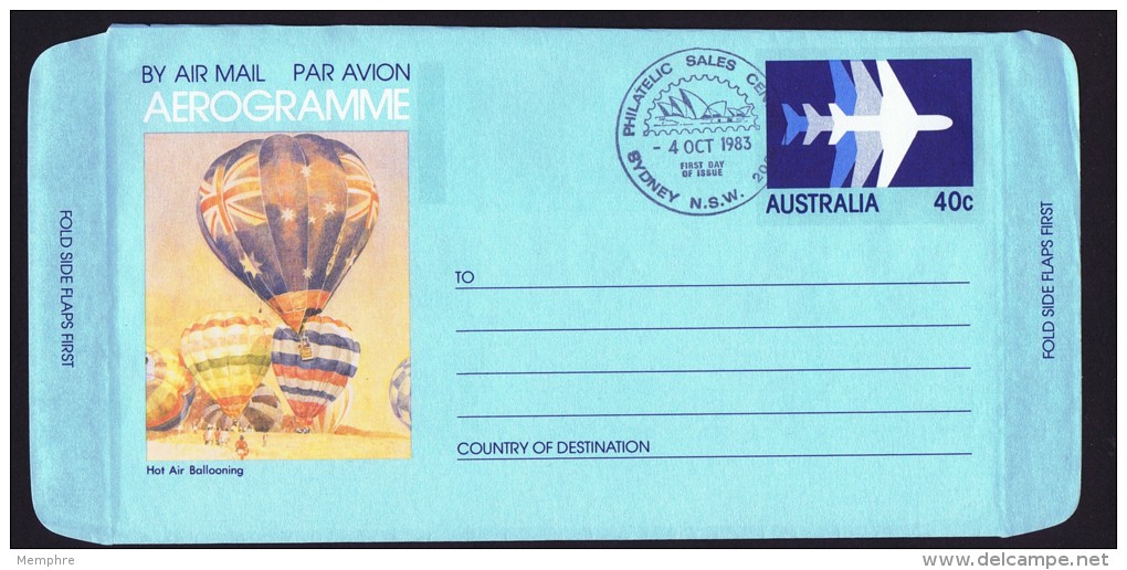 1983  Aerogramme  Hot Air Balooning  FDC Cancel  Unaddressed - Aerogrammi