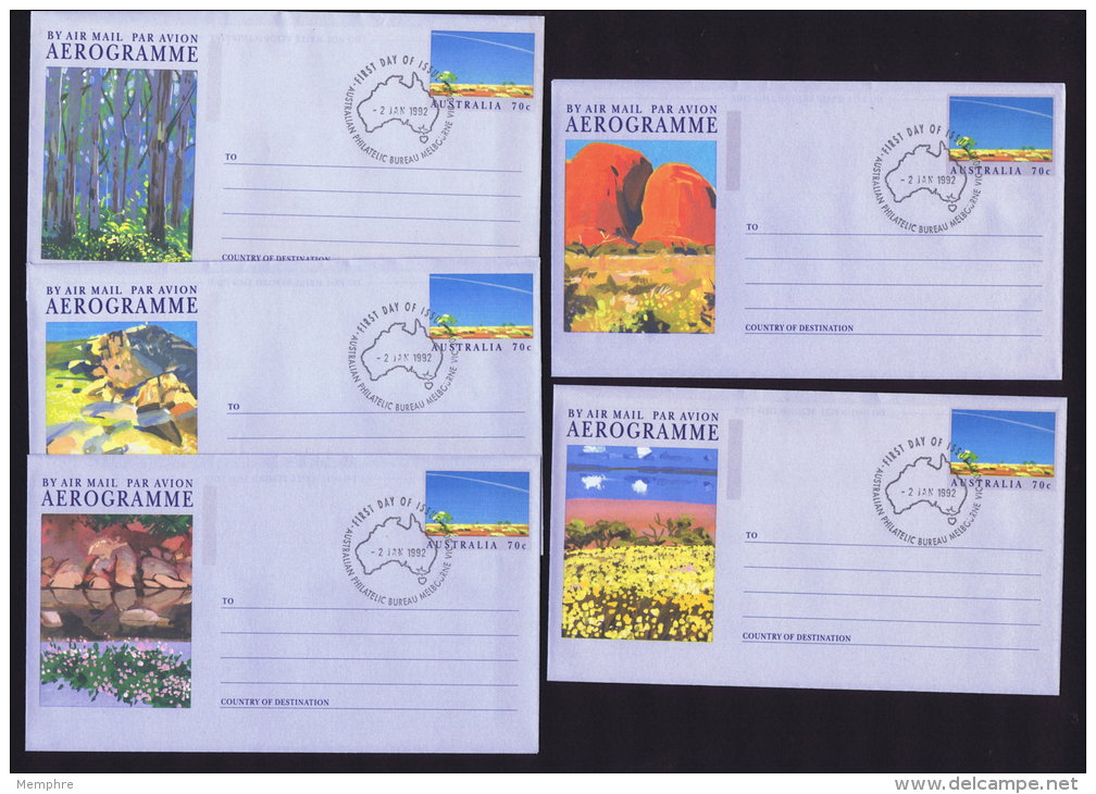 1992  Group Of 5 Different 70 Cent  Aerogrammes -   FDCancelled - Luchtpostbladen