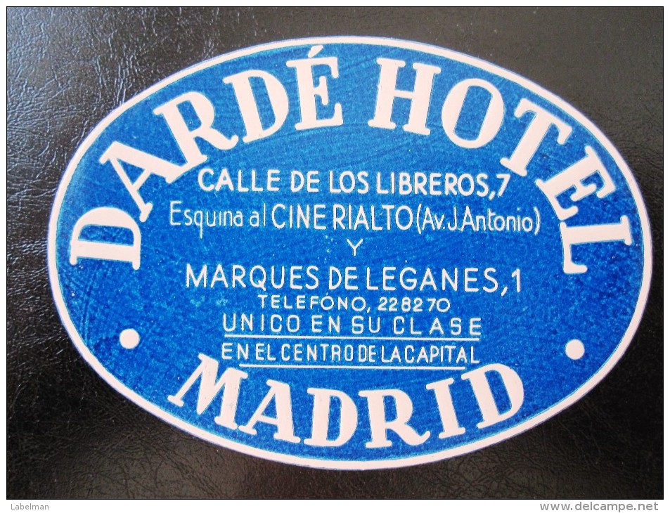 HOTEL RESIDENCIA PENSION HOSTAL CAMPING MOTEL PARDE MADRID SPAIN LUGGAGE LABEL ETIQUETTE AUFKLEBER DECAL STICKER - Hotel Labels