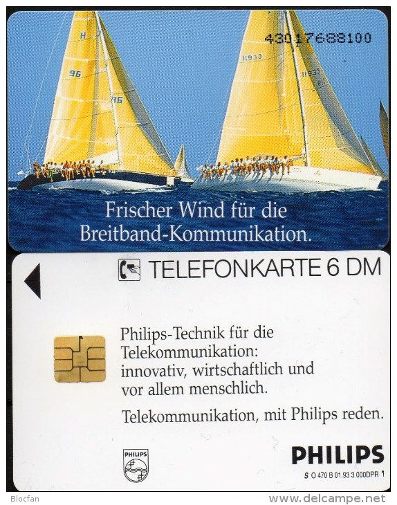 Philips Ballon-Fahrt TK O 470 B/1993 ** 45€ Telefonkarte Kommuniktion Werbung Für Segel-Technik Art Tele-card Of Germany - O-Series : Series Clientes Excluidos Servicio De Colección