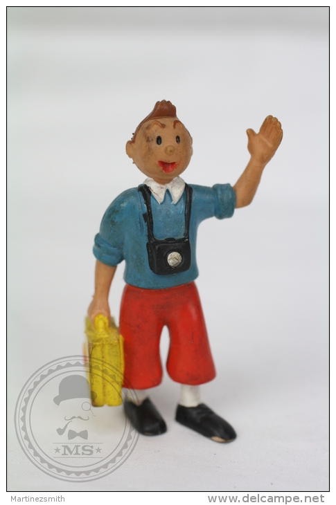 Vintage 1986 Herge/ Lombard Tintin With Yellow Suitcase PVC Figure - Tintin