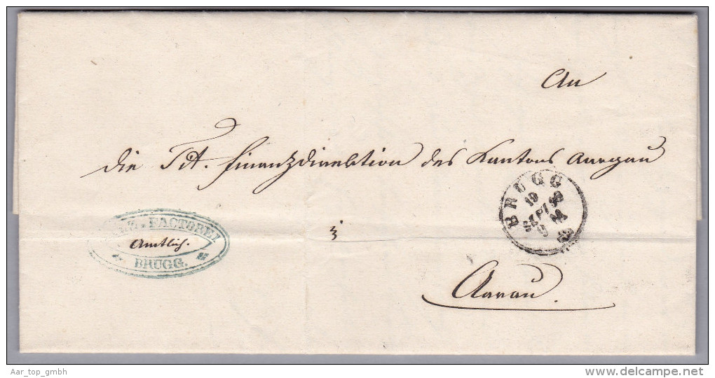 Heimat AG BRUGG 188-09-18 Auf Amtlich Brief Nach Aarau - ...-1845 Vorphilatelie