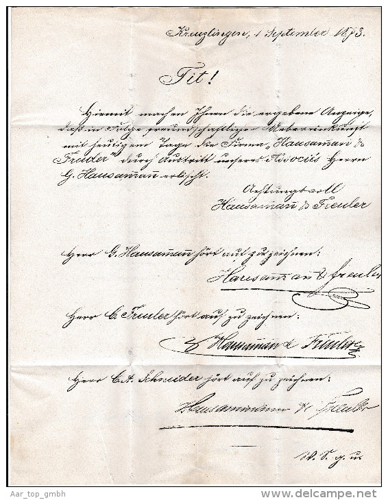 Heimat TG Kreuzlingen 1873-09-01 Faltbrief Nach Maienfeld - Brieven En Documenten