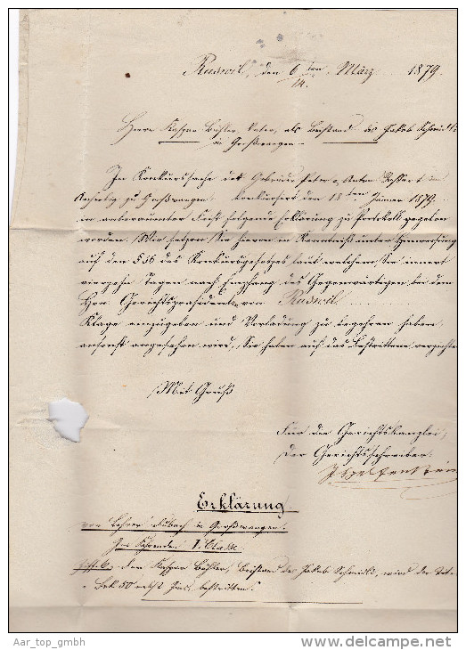 Heimat LU RUSWYL 1879-03-14 Chargé Brief Nach Grosswangen - Briefe U. Dokumente