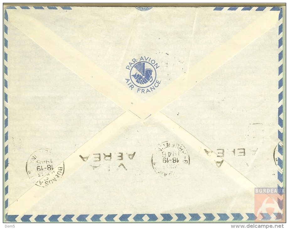 AOF  #13 + 19 + 22 - Lettre Par Avion De Dakar (Sénégal) Pour Buenos-Aires (Argentine) De 1946 - 1er Voyage - Lettres & Documents