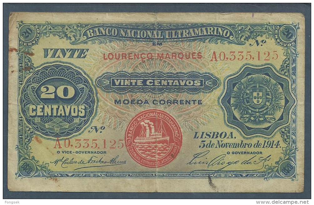 MOZAMBIQUE / PORTUGAL. BNU. 20 CENTAVOS. 1914. TYPE III. . - Mozambique