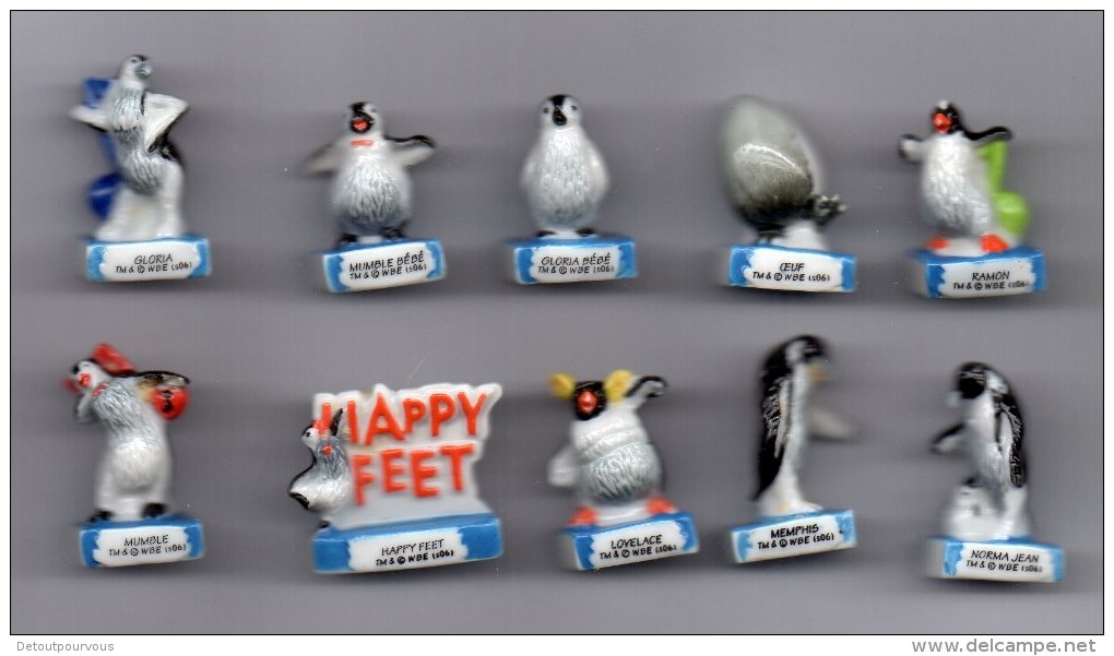 Série Complète 10 Fèves Brillantes HAPPY FEET 2006 Pingouins PINGOUIN/ Manchot - Dessins Animés