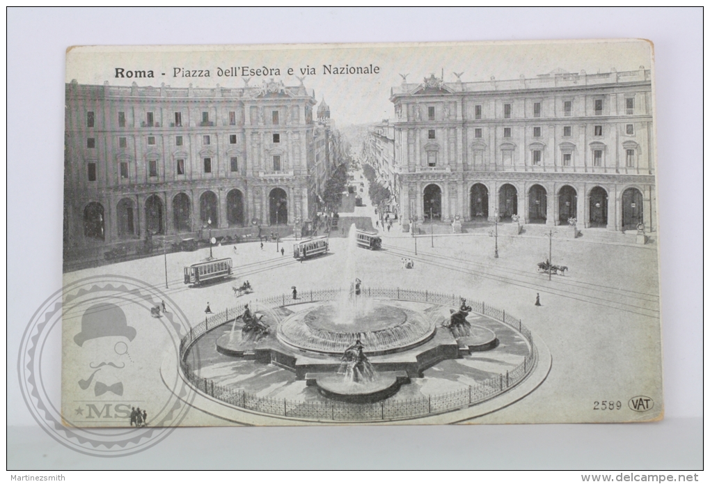 Old Postcard Italy - Rome/ Roma - Piazza Dell'Esedra E Via Nazionale - Old Trams - Uncirculated - Transports