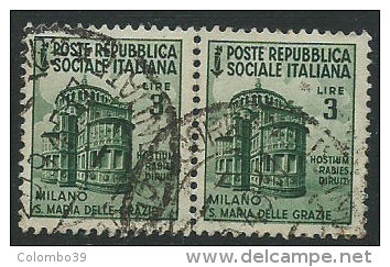 Italia 1944 RSI Usato - £ 3 Coppia; Annullo 20-9-45 - Propagande De Guerre