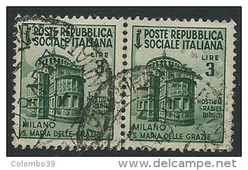 Italia 1944 RSI Usato - £ 3 Coppia; Annullo 20-9-45 - Propaganda Di Guerra