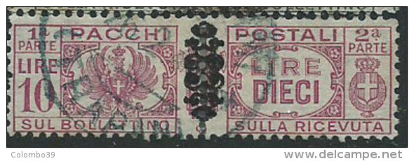 Italia 1945 Luogotenenza/Regno Usato - Pacchi Postali £ 10 Soprastampa Fascio Al Centro - Postpaketten