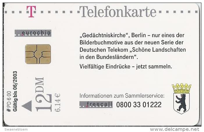 DE.- Telefoonkaart. Duitsland. Telefonkarte 12 DM. Gedächtniskirche -  Berlin By Night - Church. Kerk. PD 6 00. 06/2003. - P & PD-Reeksen : Loket Van D. Telekom