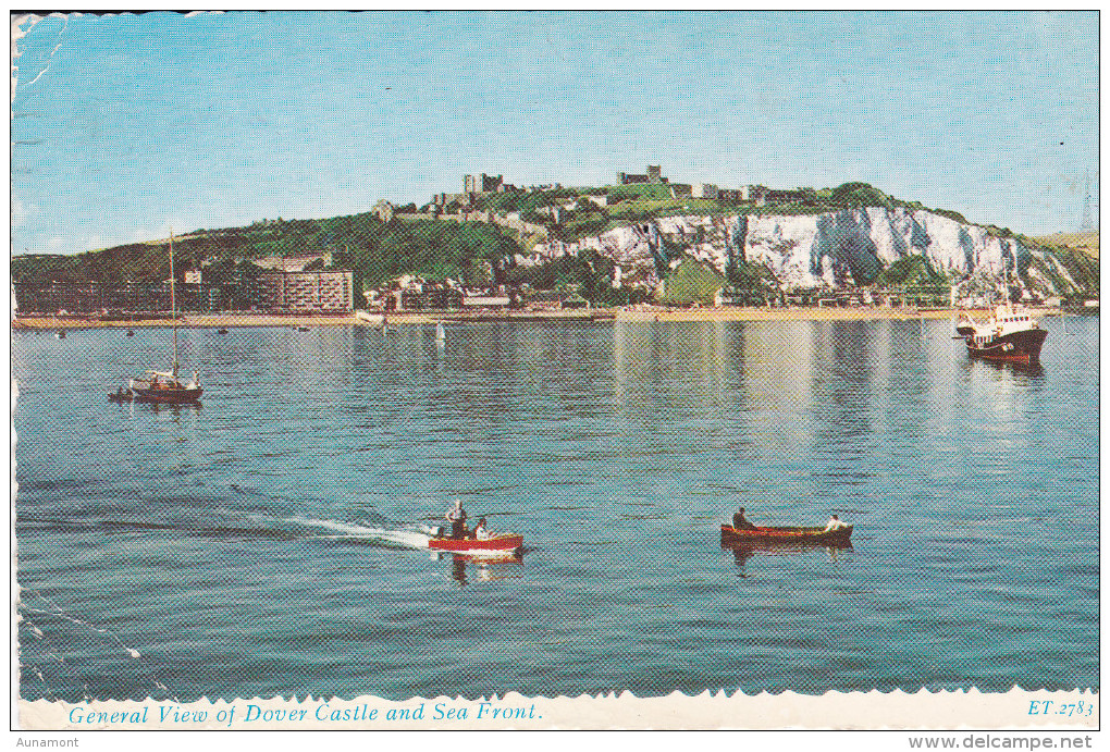 Reino Unido--Kent-Dover--1966--General View Of Dover Castle And Sea Front--Fechador--Dover---Postage Revenue--a, Francia - Dover