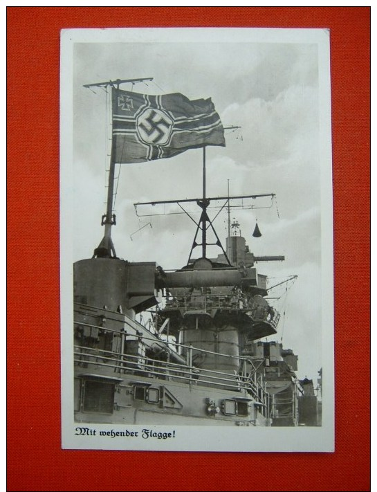 Sw.-Propaganda Fotokarte "Mit Wehender Flagge ! " Von Deutsches Reich, Gelaufen - Lettres & Documents