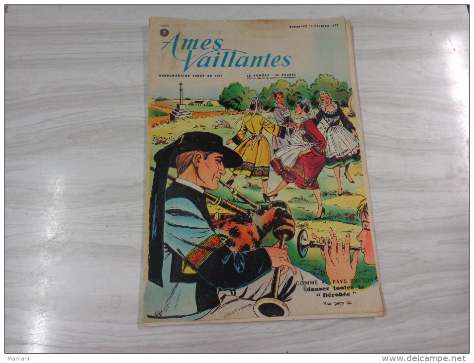 Ames Vaillantes N°7 Dimanche 15 Fevrier 1959-.-vintage - Otros & Sin Clasificación