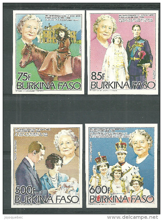 Burkina Faso Non-dentelé Neufs Sans Charniére Series Complet, IMPERFORATED MINT NEVER HINGED, 85TH BIRTHDAY OF QUEEN MOT - Burkina Faso (1984-...)