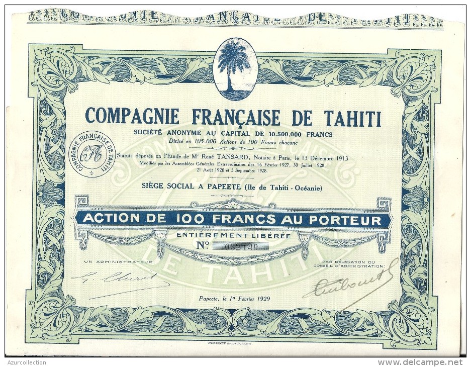 COMPAGNIE FRANCAISE DE TAHITI - Tourisme