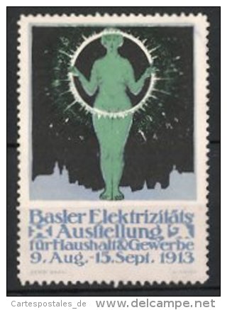 Vignette Publicitaire Basel, Elektrizitäts-exposition Für Haushalt Et Gewerbe 1913, Dame In Akt Avec Ring - Cinderellas