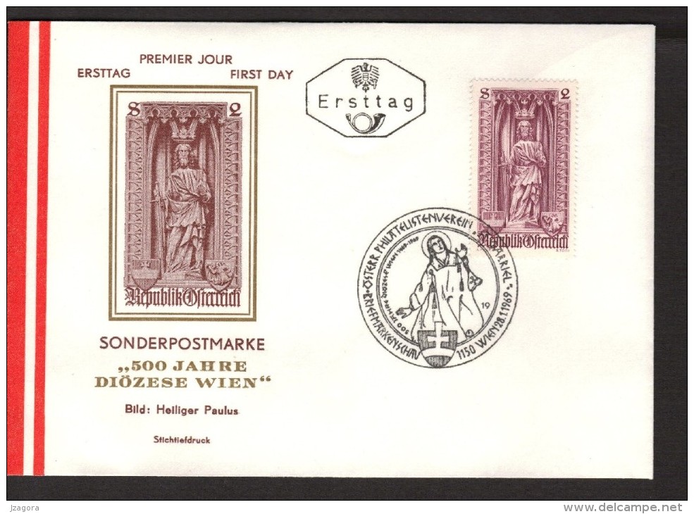 KUNST ART SCULPTURE Saint Paul PAULUS RELIGION HOLY MEN ST.PAUL AUSTRIA ÖSTERREICH 1969 FDC - Théologiens