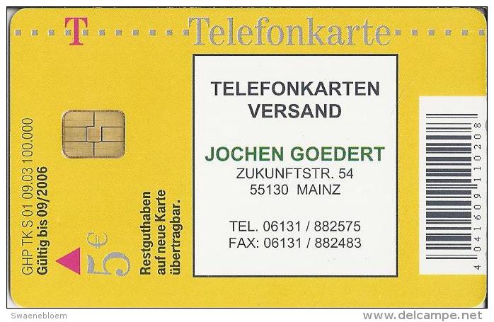 Telefoonkaart.- Duitsland. Telefonkarte 5 €. Angebot.  Ankauf. Jochen Goedert. Zukunftstr. 54. Mainz. - P & PD-Reeksen : Loket Van D. Telekom