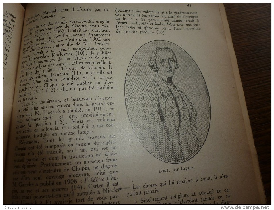 1921 CONFERENCIA :La LANGUE du GRAND SIECLE; Sous la REGENCE; Autour de CHOPIN...etc