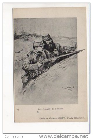 Grande Guerre 1914/1918 / Les Conseils De L'Ancien / Dessin Georges Scott - War 1914-18