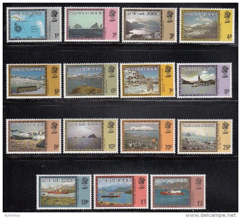 Falkland Islands Dependencies MNH Scott #1L38-#1L52 Set Of 15 Map, Scenics, Ships - Falkland