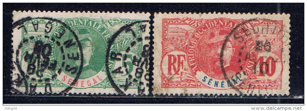 SN+ Senegal 1906 Mi 33-34 Faidherbe - Usati