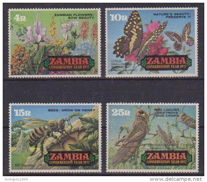 ZAMBIA 1972 ANNO DELLA NATURA YVERT 85-88 MNH XF - Zambia (1965-...)