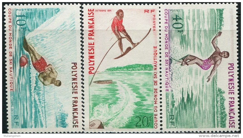 FN1254 Polynesia 1971 Water Sports 3v MNH - Unused Stamps