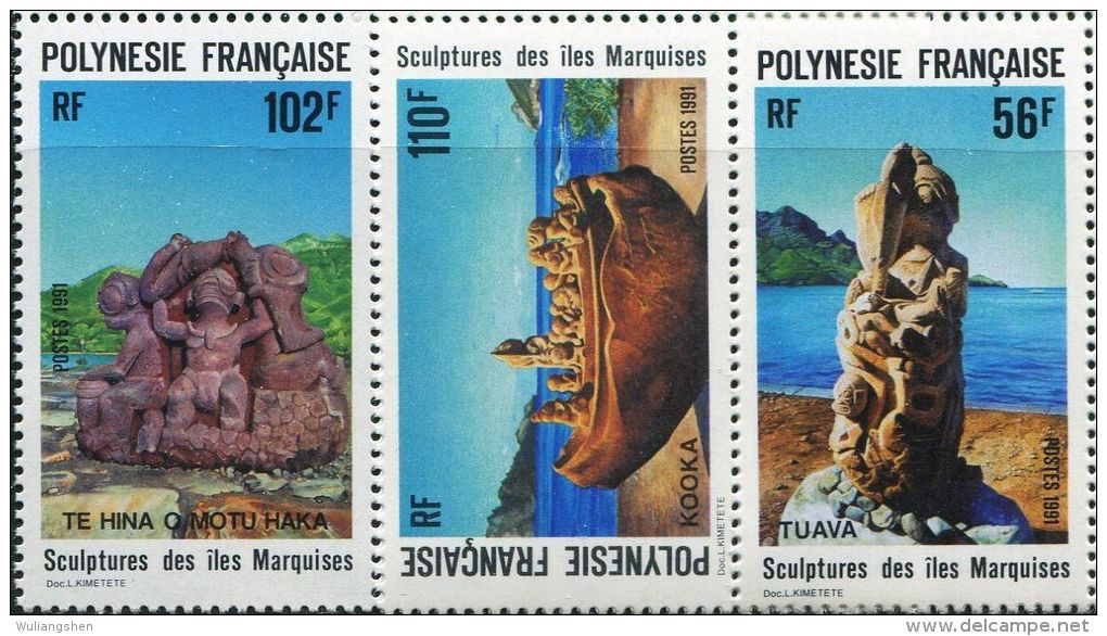 FN1270 Polynesia 1991 Sculpture 3v MNH - Ungebraucht