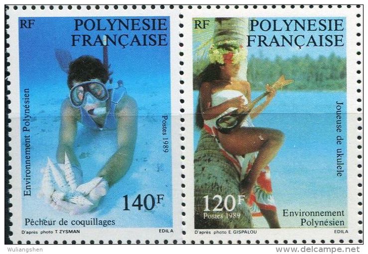 FN1271 Polynesia 1989 Girls And Diving Instruments 2v MNH - Ungebraucht