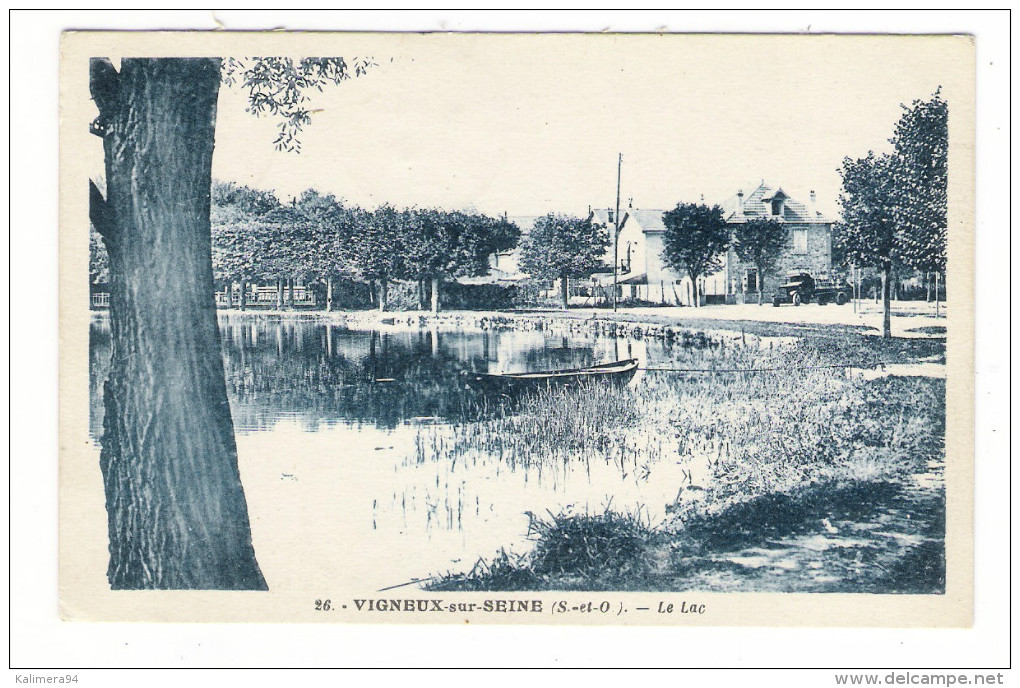 ESSONNE  /  VIGNEUX-sur-SEINE  /  LE  LAC  ( Camion Petit Plan ) /  Beaux Timbres De La Libération  ( A Voyagé En 1946 ) - Vigneux Sur Seine