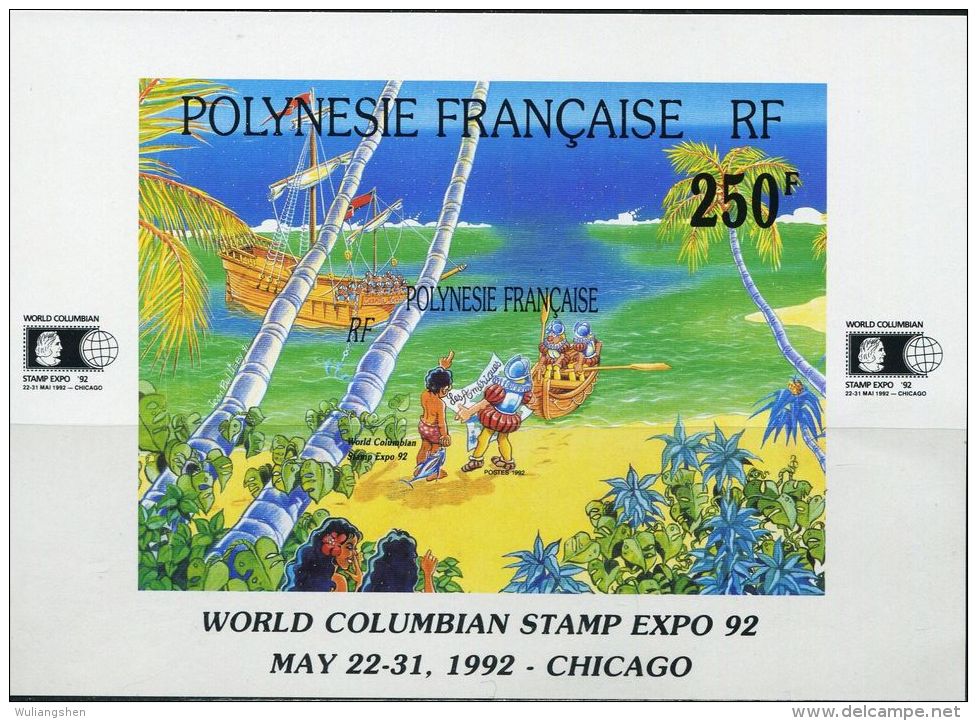 FN1289 Polynesia 1992 Columbus Sailing Stamp Exhibition M MNH - Unused Stamps