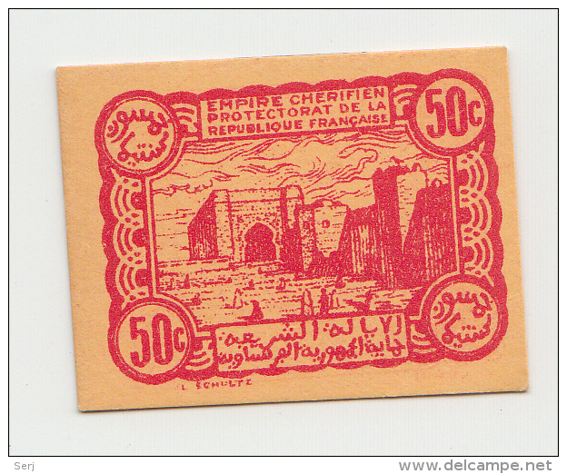 MOROCCO 50 CENTIMES 1944 AUNC (tape) P 41 - Maroc