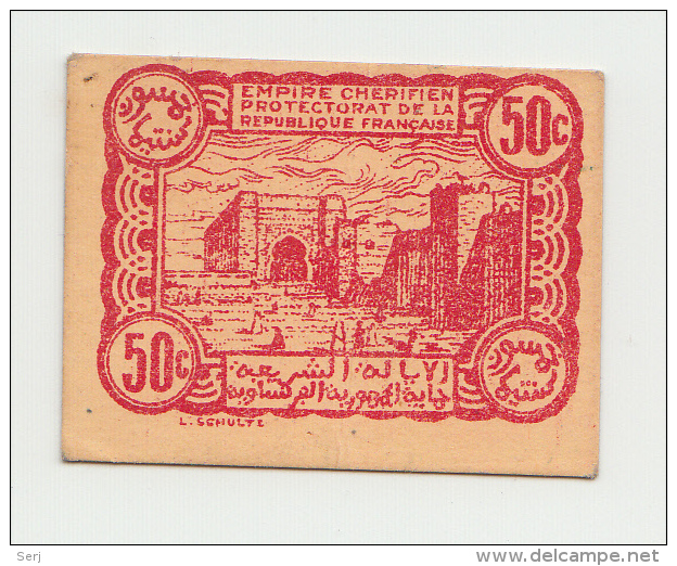 MOROCCO 50 CENTIMES 1944 XF+ P 41 - Marokko