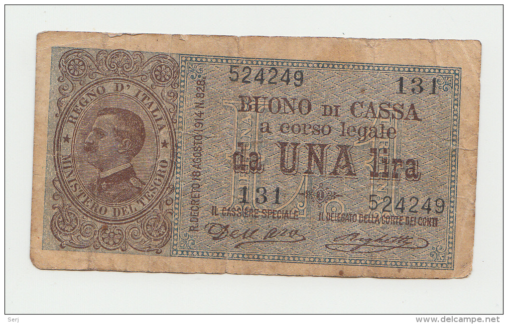 Italy 1 Lira 1914 AVF Banknote Pick 36a  36 A - Regno D'Italia – 1 Lira