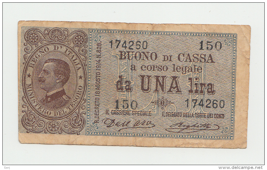 Italy 1 Lira 1914 VF Banknote Pick 36a  36 A - Regno D'Italia – 1 Lira