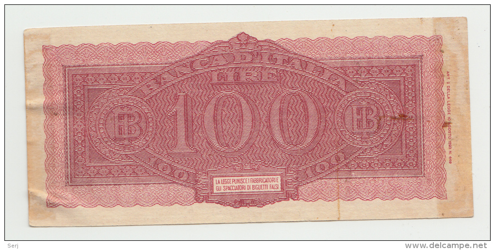 Italy 100 Lire 1944 Pick 75a 75 A - 100 Liras