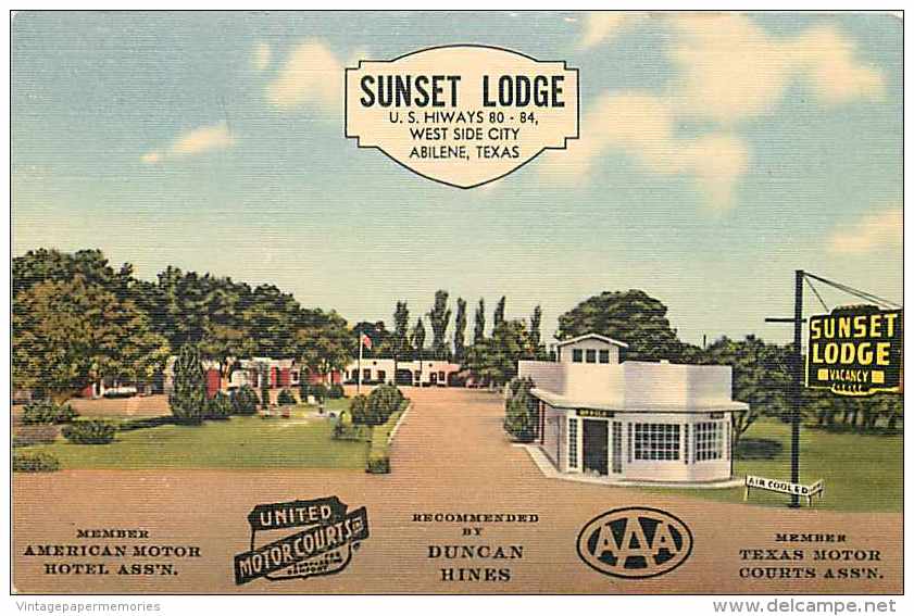 228215-Texas, Abilene, Sunset Lodge, Highways 80-84, Linen Postcard, MWM No 9796 - Abilene