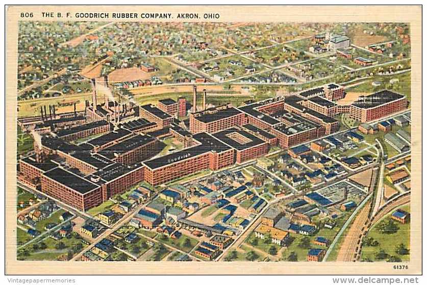 228221-Ohio, Akron, B.F. Goodrich Rubber Company, Factory Plants, Linen Postcard, Tichnor Bros No 61376 - Akron