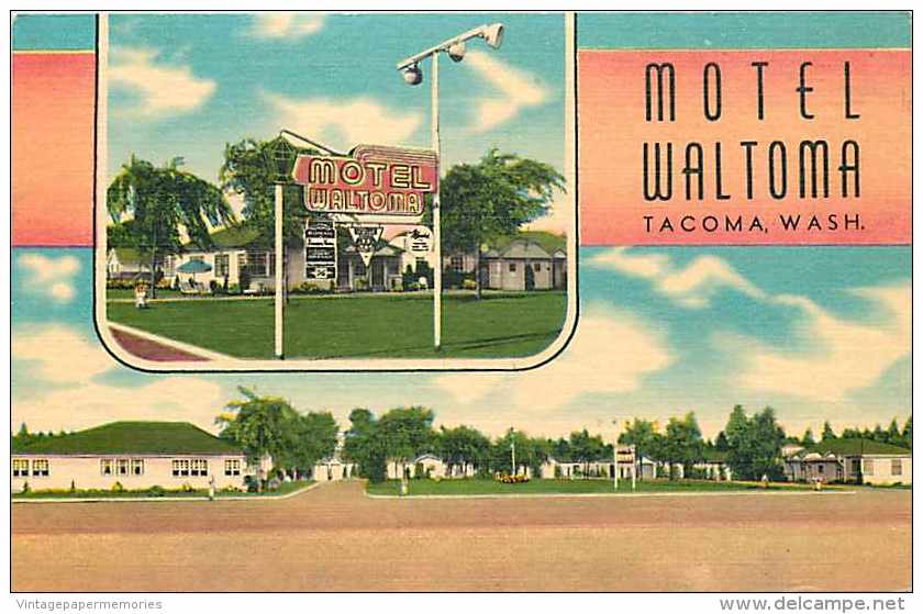 228229-Washington, Tacoma, Motel Waltoma, US Highway 99, Linen Postcard, MWM No 9759F - Tacoma
