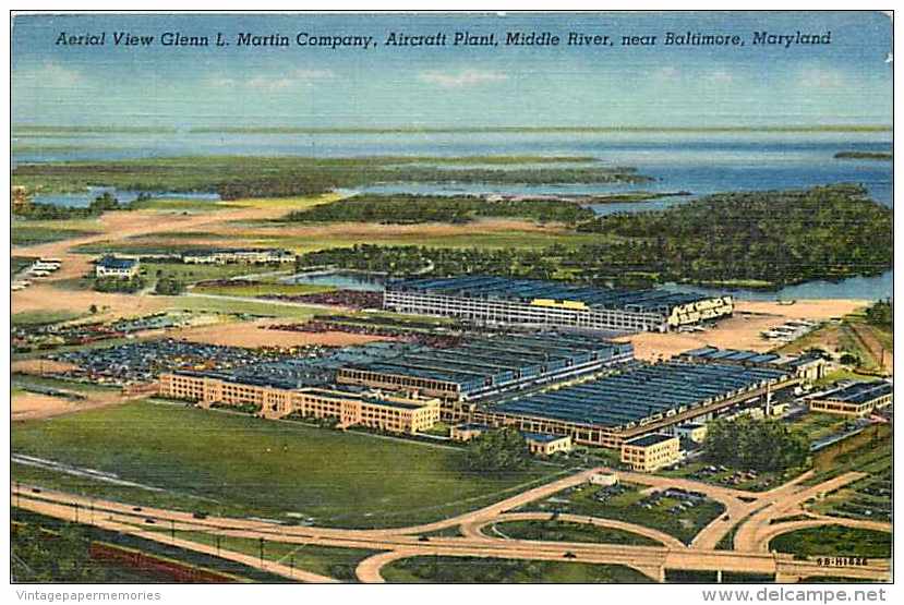 228233-Maryland, Baltimore, Glen L Martin, Aircraft Plant, Linen Postcard, Curteich No 6B-H1826 - Baltimore