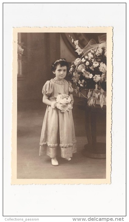 Cp , ENFANT , Carte-photo , Fleurs , Demoiselle D'honneur , Vierge - Groupes D'enfants & Familles